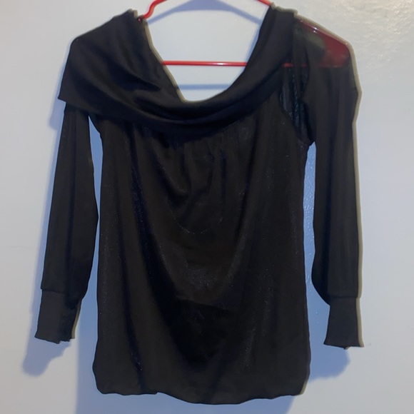Black sheer cowl neck 3/4 sleeve blouse size small - Picture 9 of 10